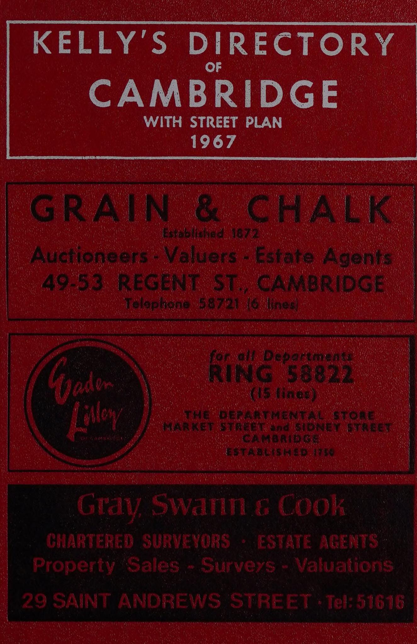 Kelly's Directory Of Cambridge 1967 (image for) Kelly's Directory Of Cambridge 1967